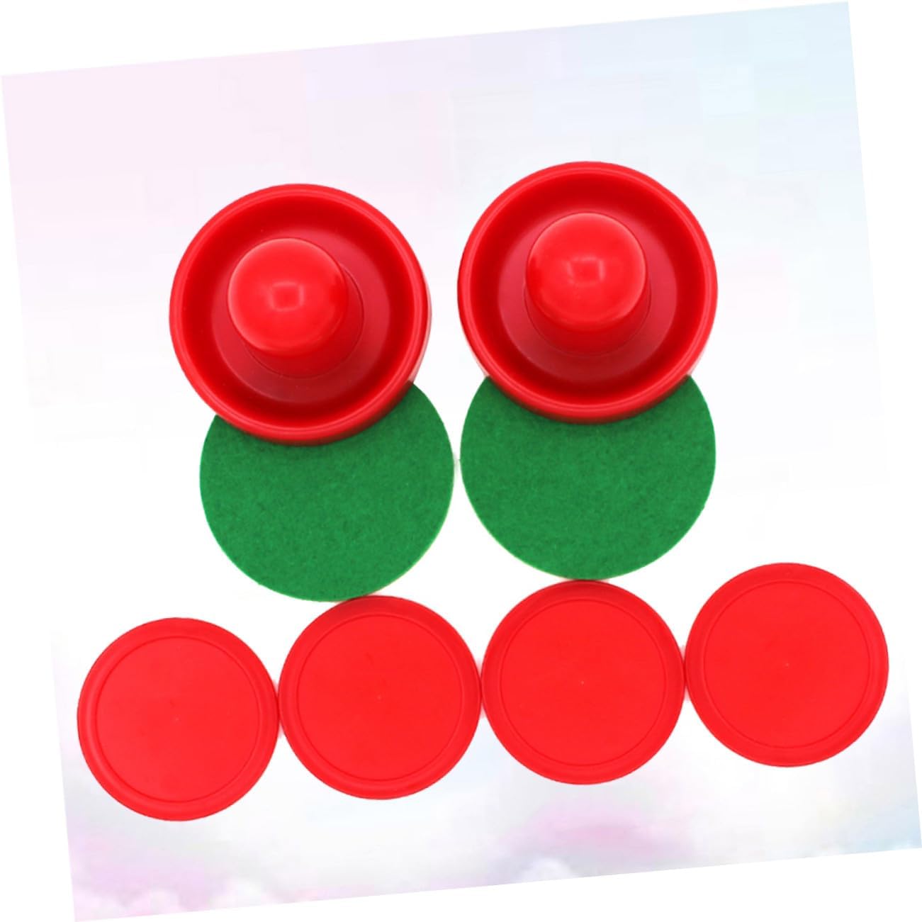 Air Hockey Pushers Set, 96mm 8Pcs Plastic Replacement Paddles | Red Ergonomic Design, Worn or Lost Equipment Replacement, Game Room Use, Competitive Matches, Tabletop Access