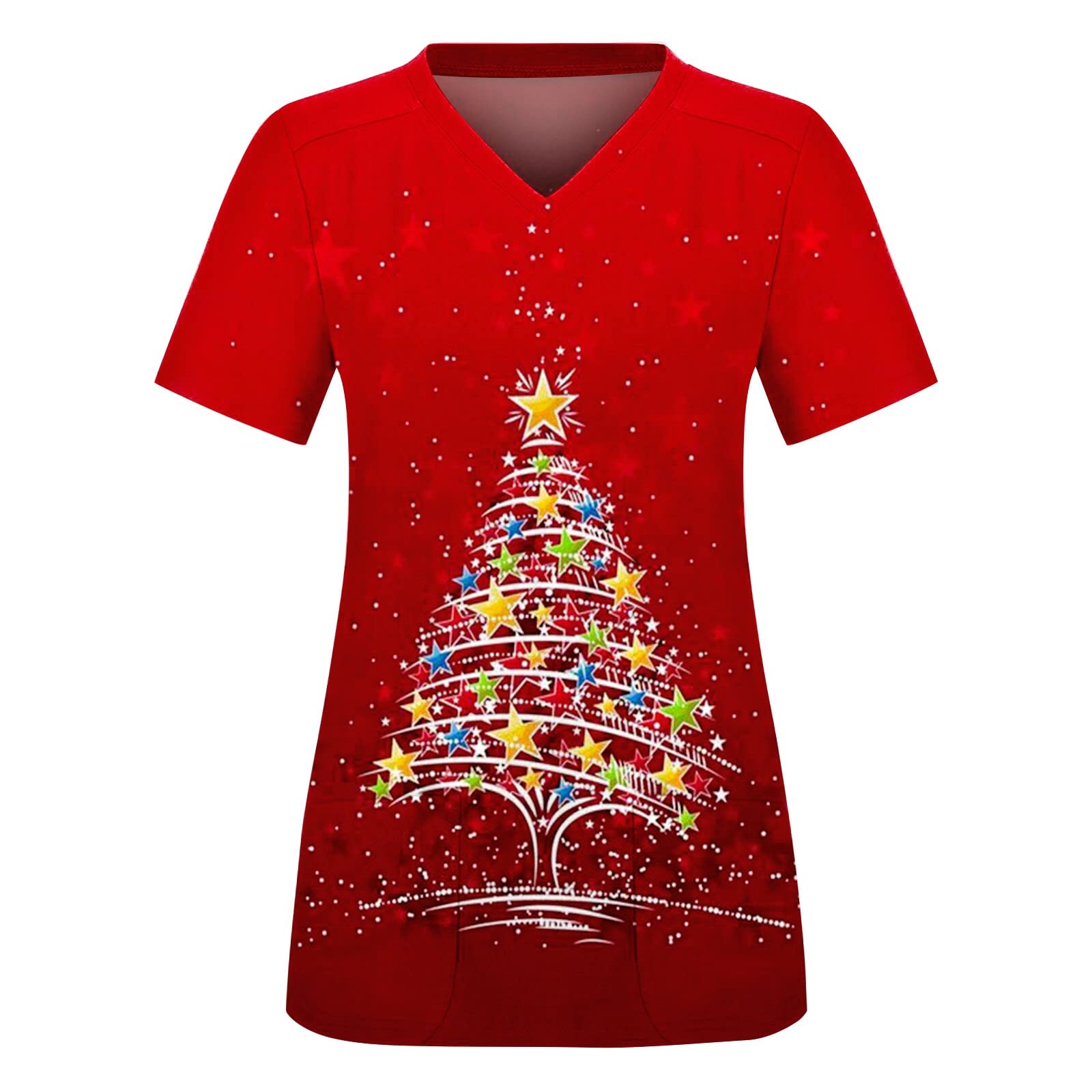 Womens Christmas Scrubs Tops Nurse Medical Uniforms Nursing Nurses Work  Scrubs Tree Print Hospital Comfy Doctor Tops Plus Size Tunics Ladies  Snowflake