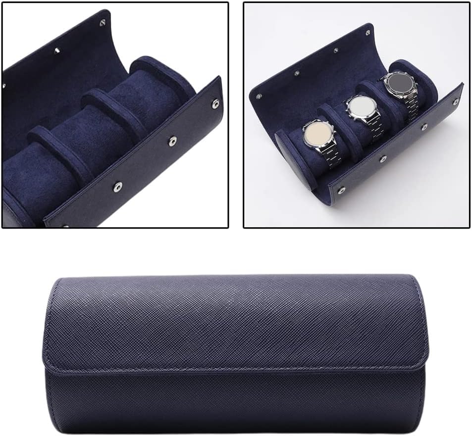 Custodia for Orologi in Pelle PU con 3 Scomparti, Custodia da Viaggio for Orologi