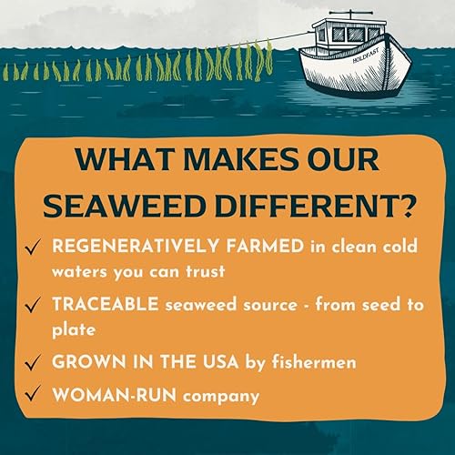 Miniatura 5 de Atlantic Sea Farms Escamas de algas orgánicas secas, 1 onza, ricas en yodo para el apoyo de la tiroides, Kombu cultivado de forma sostenible,