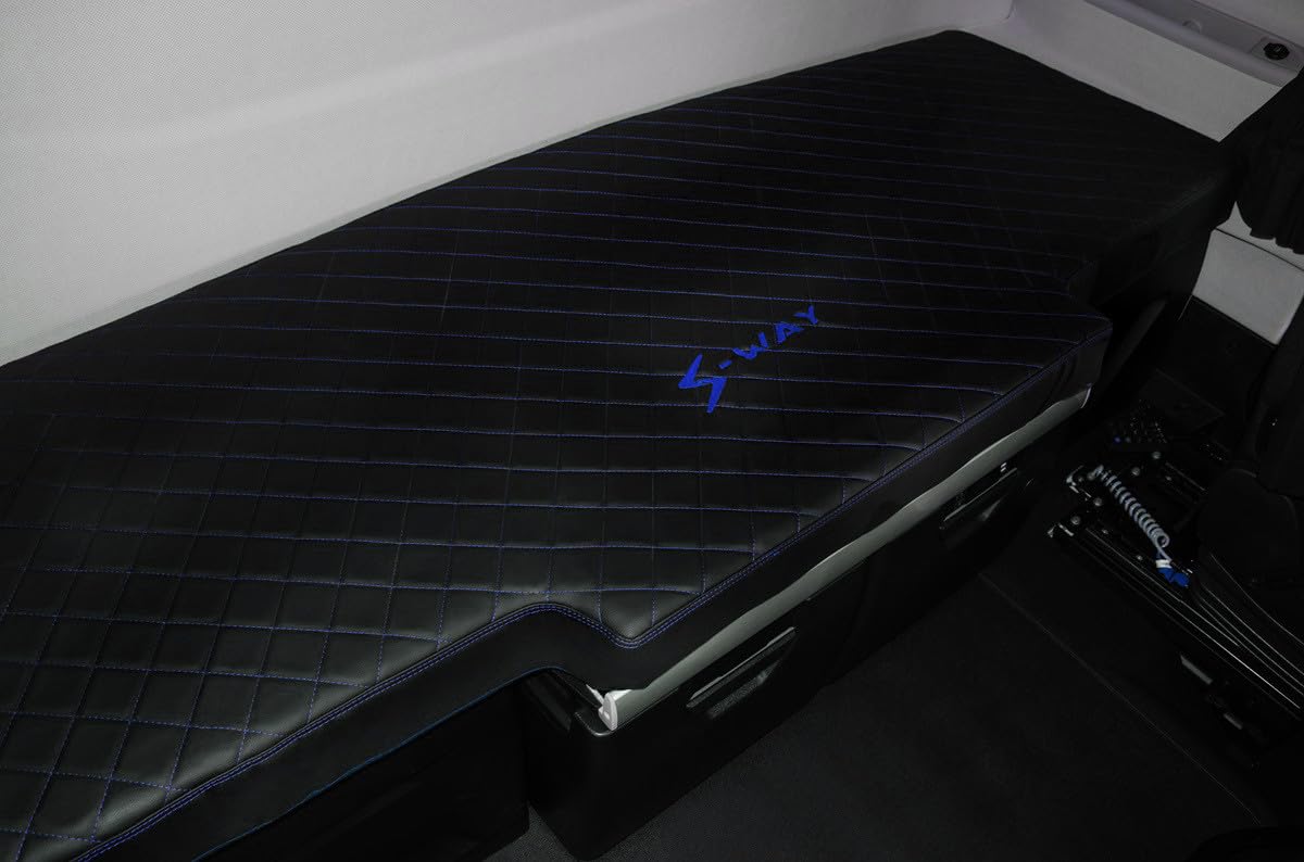 Funda para cama de camión compatible con IVECO S-WAY a partir de 2019, piel ecológica negra/azul