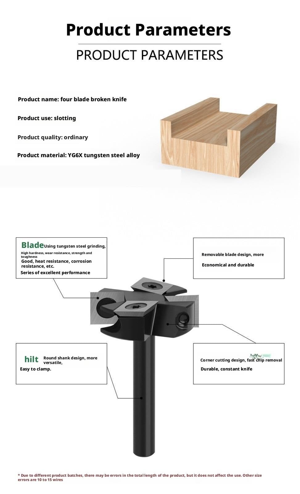 Fresa for scanalatura a tuffo a 4 taglienti, completamente nera, for legno - Dimensioni gambo [1/4", 8 mm, 12 mm, 1/2"](8X38.1X62LX4T)