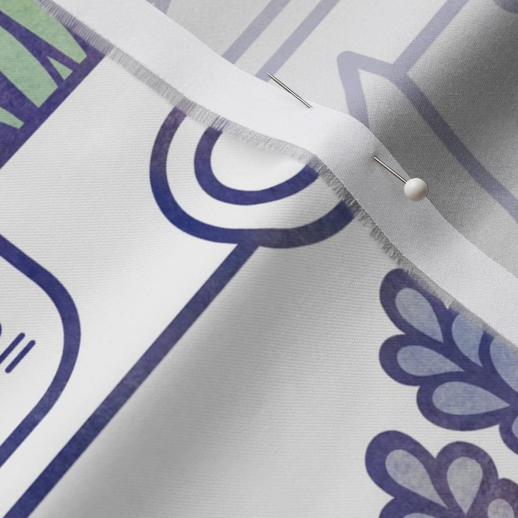 Spoonflower Fabric - Lavender Field Cats Cat Garden Pets Floral Pet White Cute Purple Mint Printed on Organic Cotton Sateen Fabric by The Yard - Sewing Quilting Apparel Home Decor