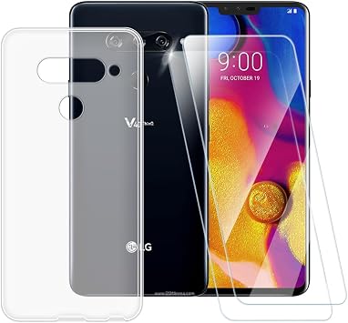 Tempered Glass and Case for LG V40 ThinQ - Clear