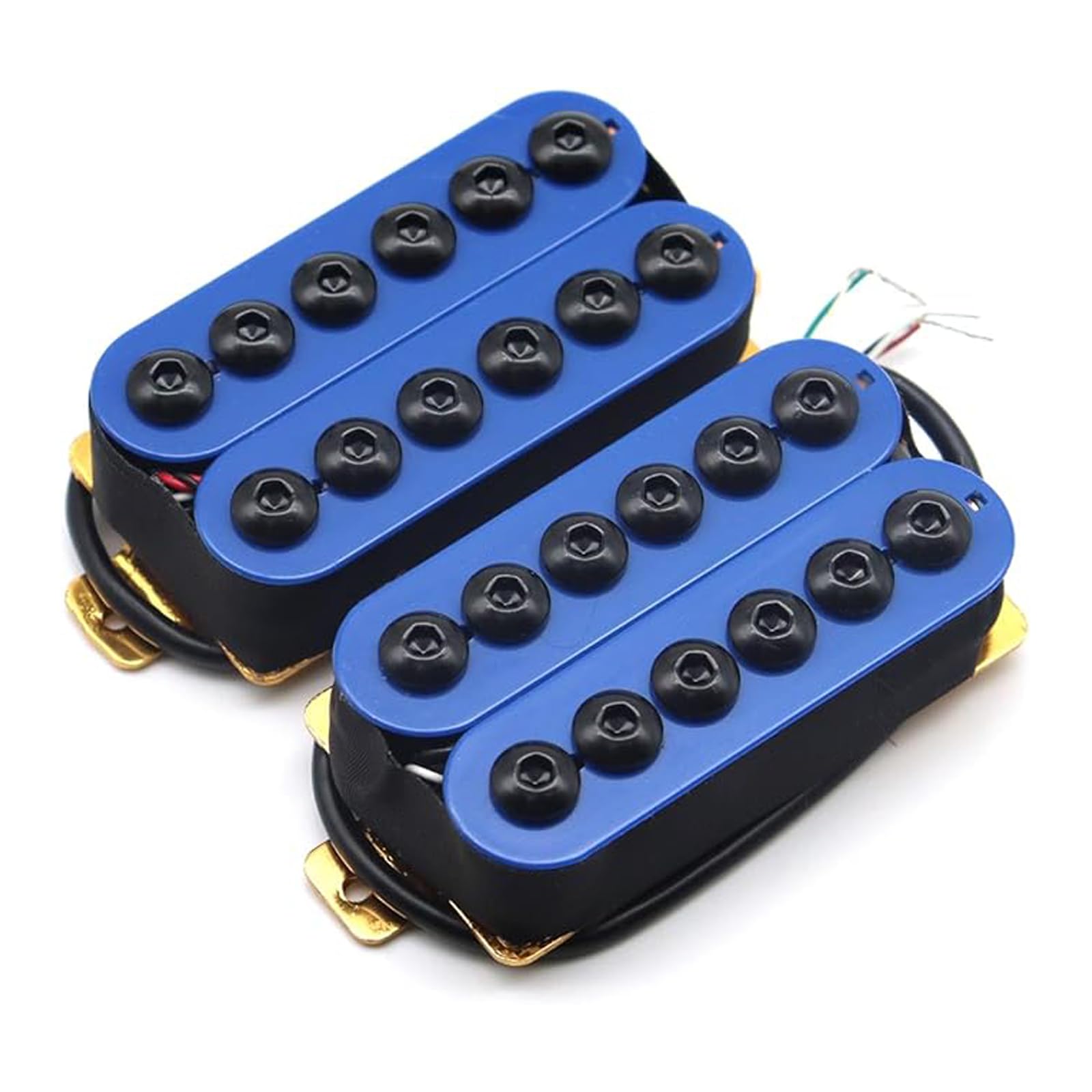 High Output Ceramic Humbucker Pickups - Invader Style Neck & Bridge Pickups for Electric Guitar, Metal/Rock Upgrade with Powerful Crunch & Sustain (Blue)