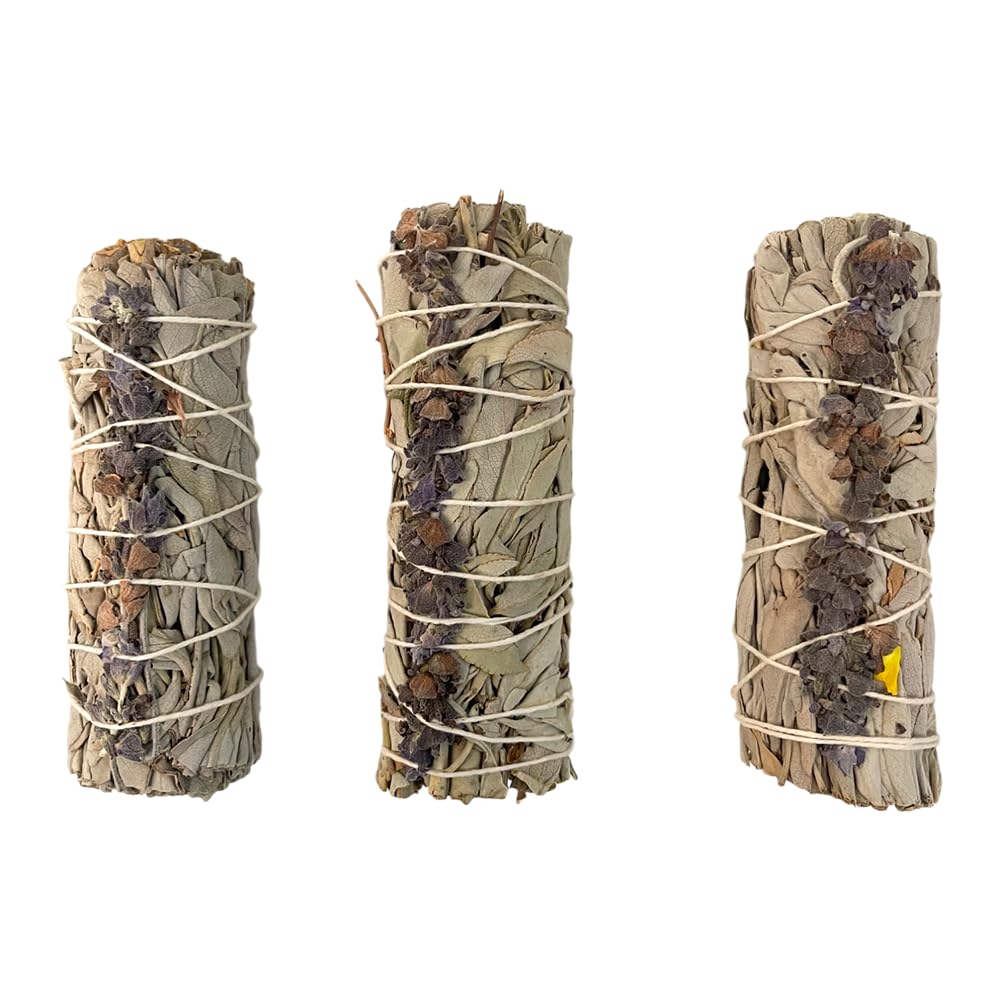 Smudge Stick, White Sage and Lavender 4", Pack of 3