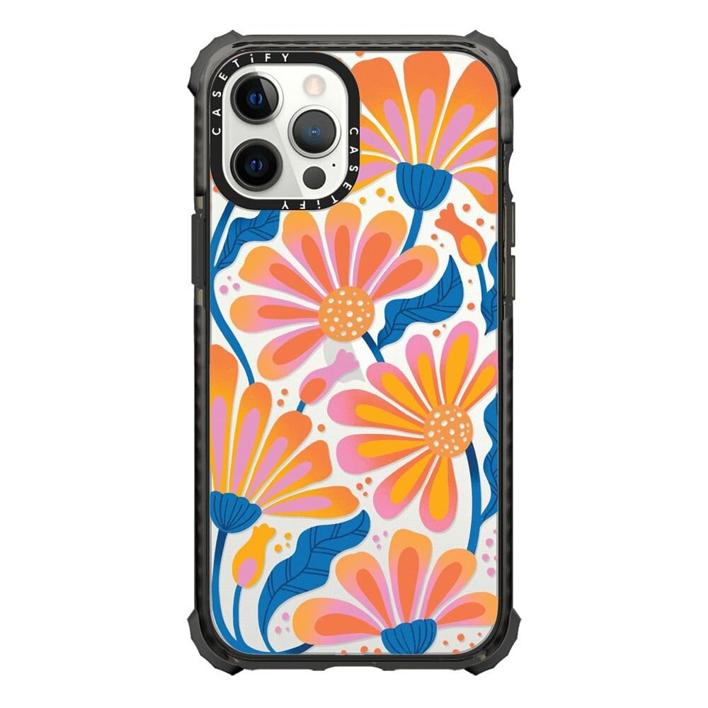 CASETiFYUltra Impact iPhone 12 Pro Max Case [9.8ft Drop Protection] - Lazy Daisy - Clear Black