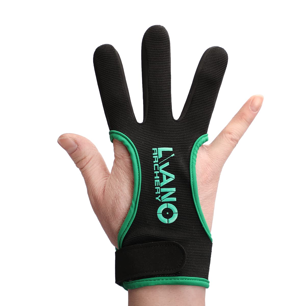LWANO Archery Gloves Leather Practice Hunting Three Finger Protector for Youth Adult Beginner (Green, Small)