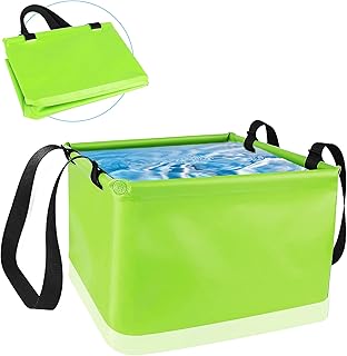 Seau pliable d'extérieur - 15 l - Pour le camping, le camping, le lavage, le bac pliable, le bac à vaisselle, le camping, le camping