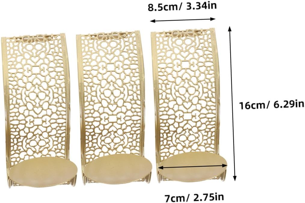 3pcs Wall Candle Sconces Iron Wall Mounted Decor for Bedroom