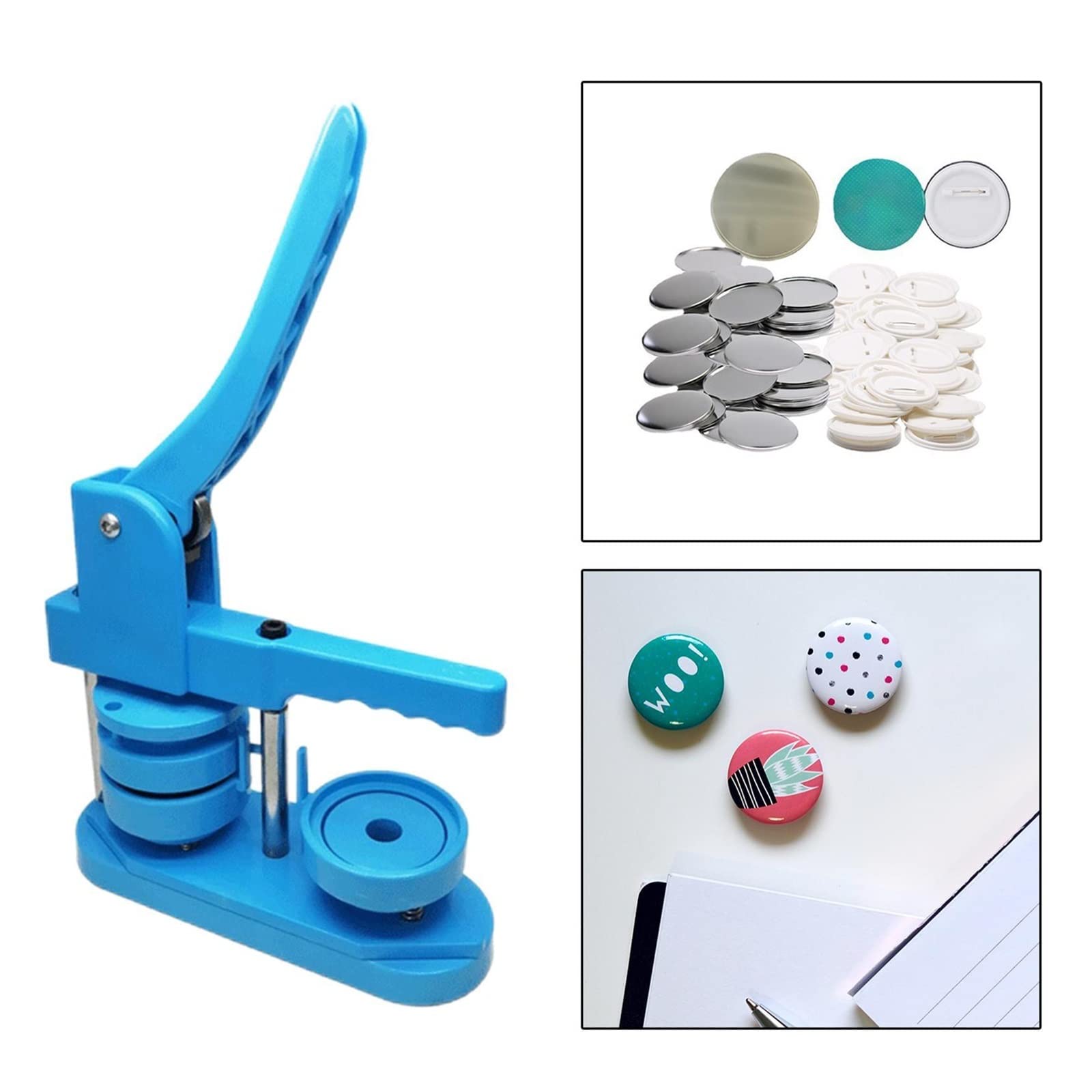 Perforadora de Insignias, Molde 58mm, fabricación Redondas Hechas a Mano, Insignia botón DIY con Pin, Suministros Botones en Blanco