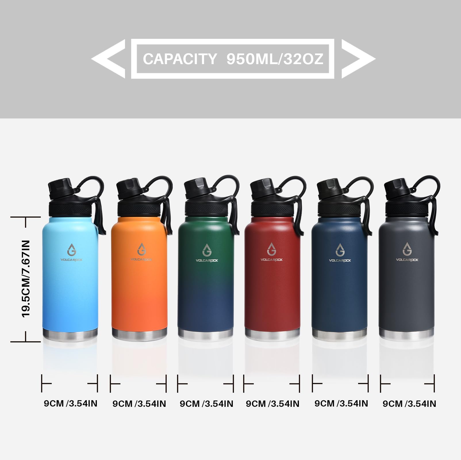 Isolierte Sport-Wasserflasche – 1,8 l Hydro-Vakuum-Isolierflasche, BPA-frei, doppelwandige Edelstahl-Wasserflasche für kalte heiße Getränke, langlebig, auslaufsicher und spülmaschinenfest