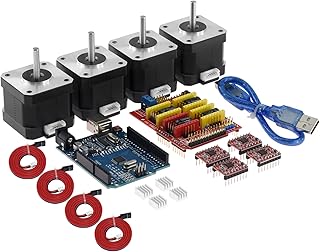 Moniss Placa de expansão CNC Shield V3.0 Placa R3 4*A4988 Driver 4 * 4401 Kit de motor de passo com dissipador de calor cabo USB para impressora 3D