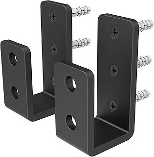 Door Barricade Brackets, Heavy Duty U-Shaped Security Hardware, 2x4 Lumber Lock, Metal Gate Reinforcement, 2-Pack，Thickness：1/4”，Black