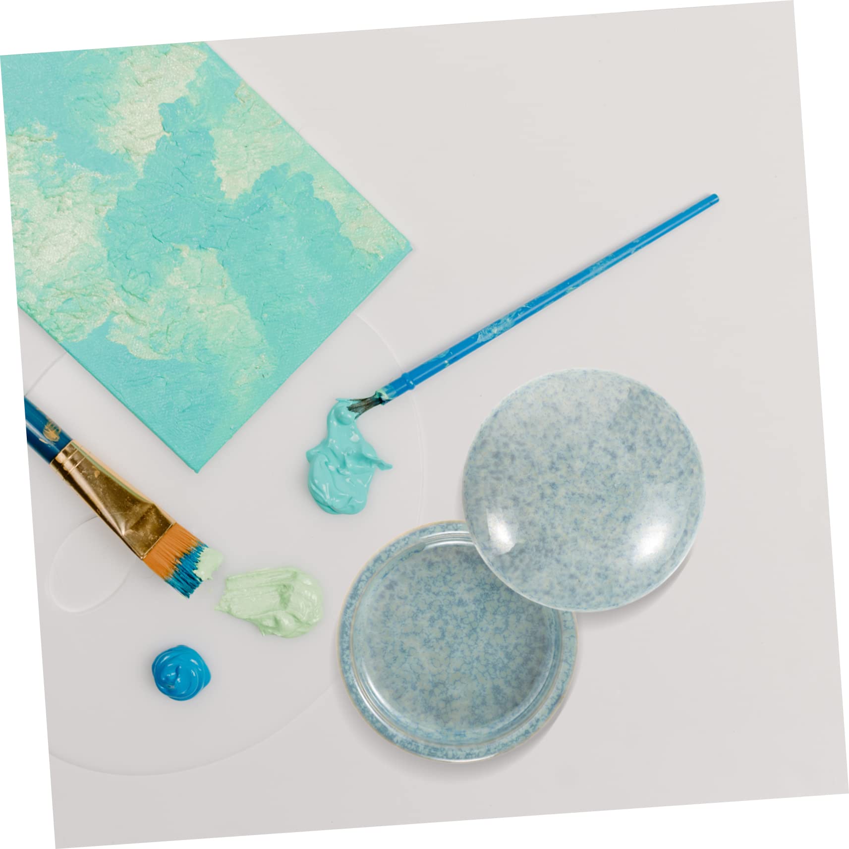 Hemobllo Keramik Mischpalette für Aquarellfarben und Ölfarben 5-lagig mit Deckel Formstabil und Glatt Multifunktional für Künstler und Schmuckaufbewahrung