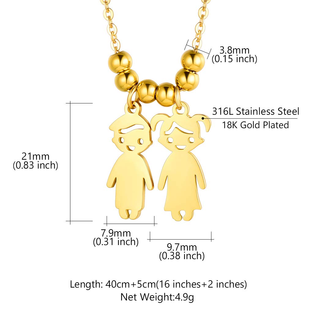 Collar Acero Inoxidable 316L Oro 18K Colgante Niño Niña Mujer Regalo Día Madre