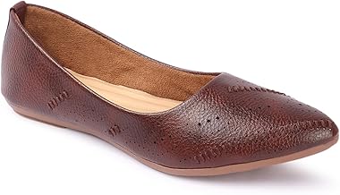 AROOM Women Leather Bellies with Embroidered Slip On for Girls