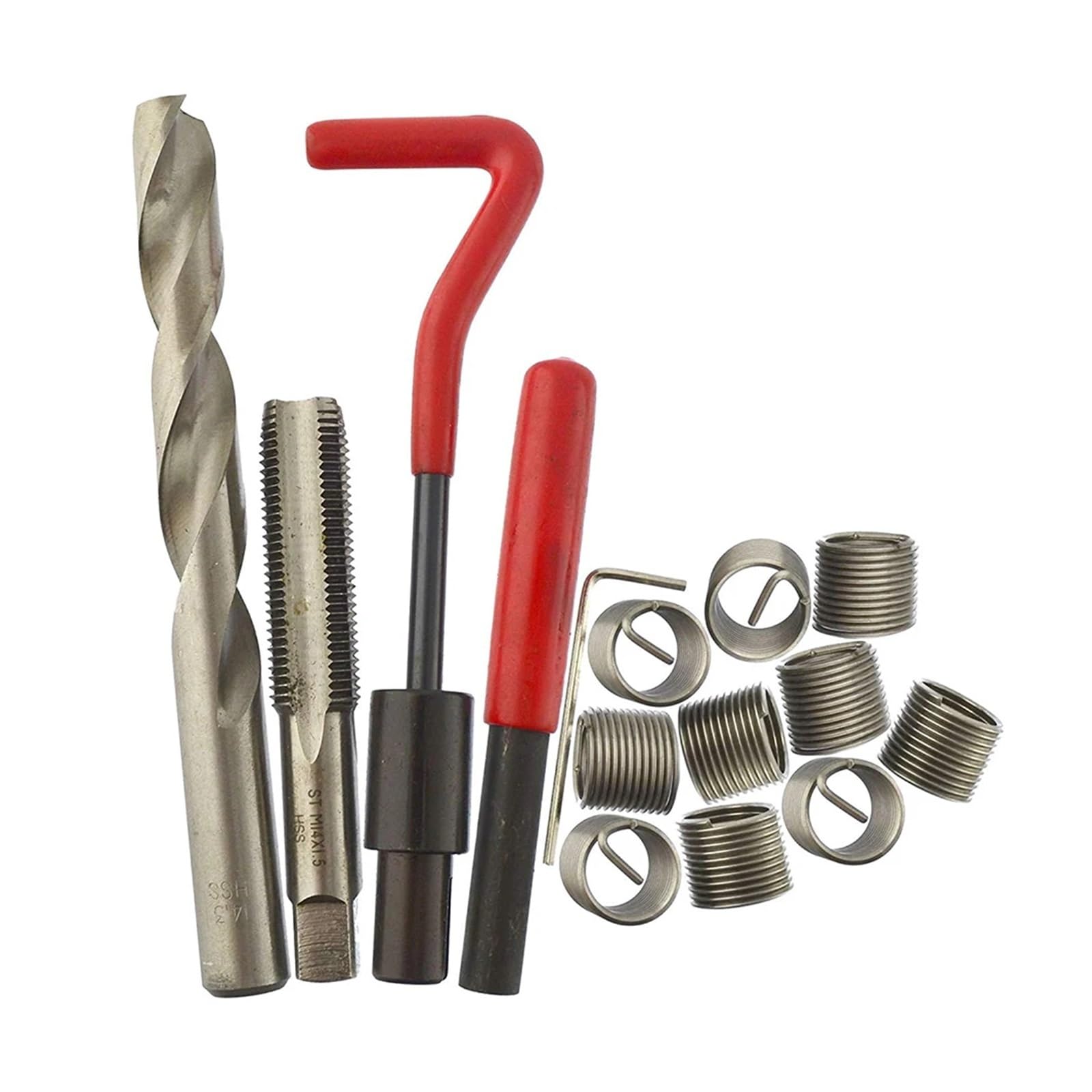 LoRier 15 uds/20 Piezas Uds/30 Uds Kit de inserción de reparación de Rosca métrica M5 M6 M8 M10 M12 M14 Helicoil Car Pro Herramienta de Bobina Herramienta de reparación de automóviles (Color : 15Pcs