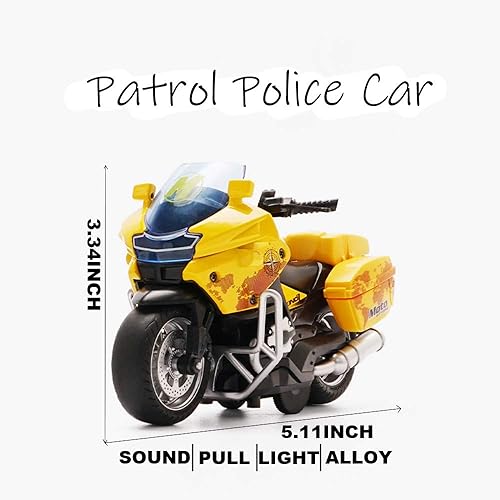 Miniatura 2 de Juguetes de motocicleta de tracción hacia atrás, pequeño regalo con iluminación musical, motocicletas de policía de juguete para niños de 3 a 12