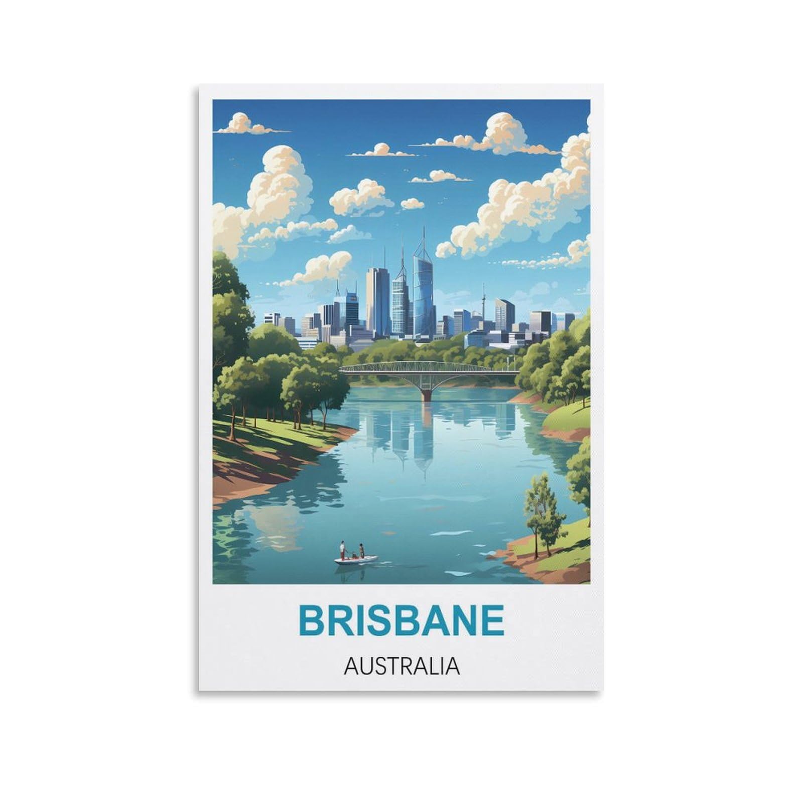 Hwjjuii Unframe-Style Brisbane Australia Vintage Travel Posters 08X12inch(20X30cm) Canvas Wall Posters And Art Picture Print Modern Family Bedroom Decor Posters