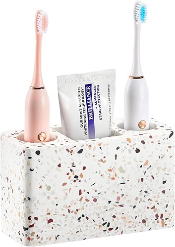 Vista 35 de Luxspire Soporte para cepillos de dientes, 3 ranuras, soporte eléctrico para cepillos de dientes y pasta de dientes, almacenamiento de resina