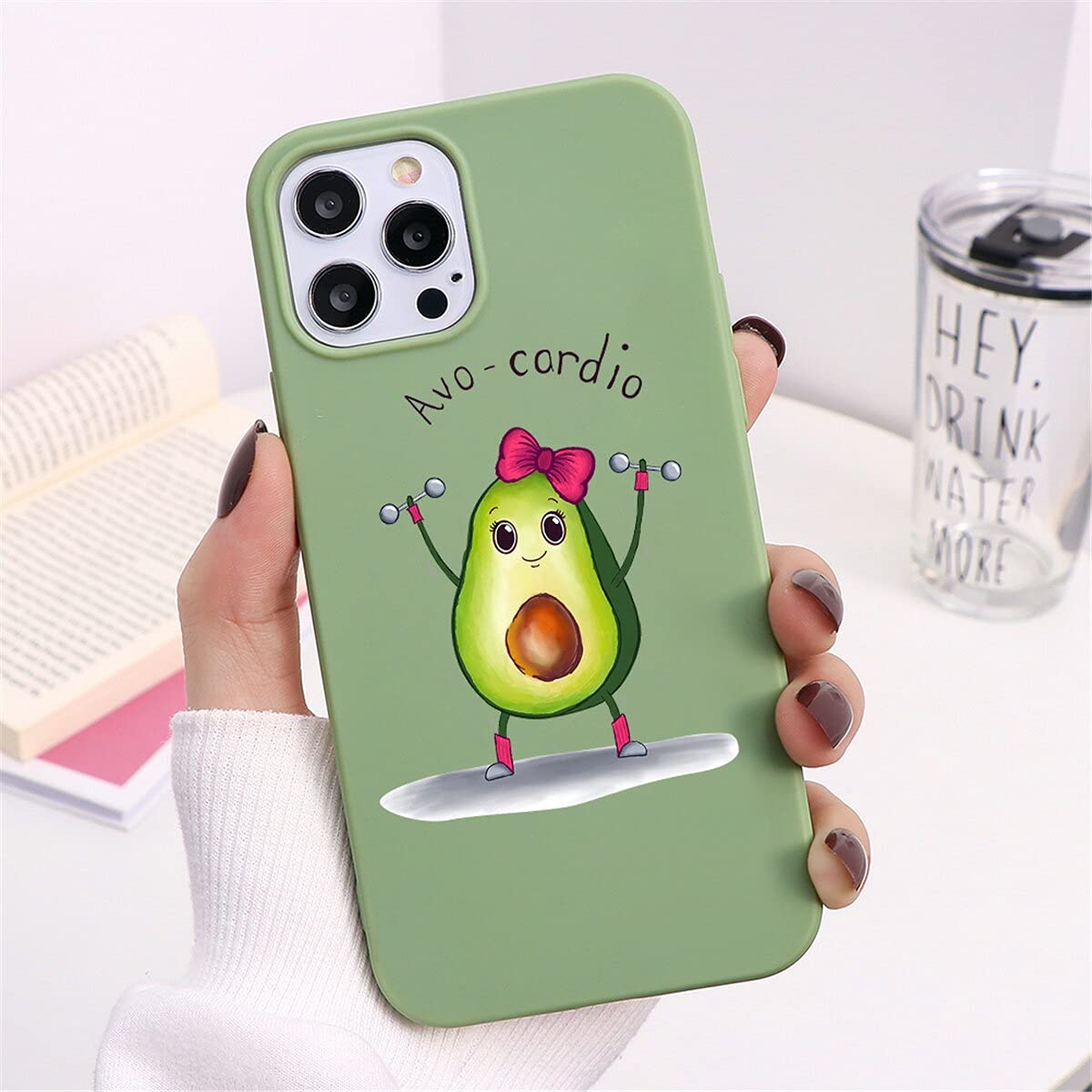 2 Custodie Yoedge Per IPhone 14 Pro Max, Silicone Morbido Opaco Con Simpatico Design Avocado, Antiurto, Colore Verde, 6,7 Pollici