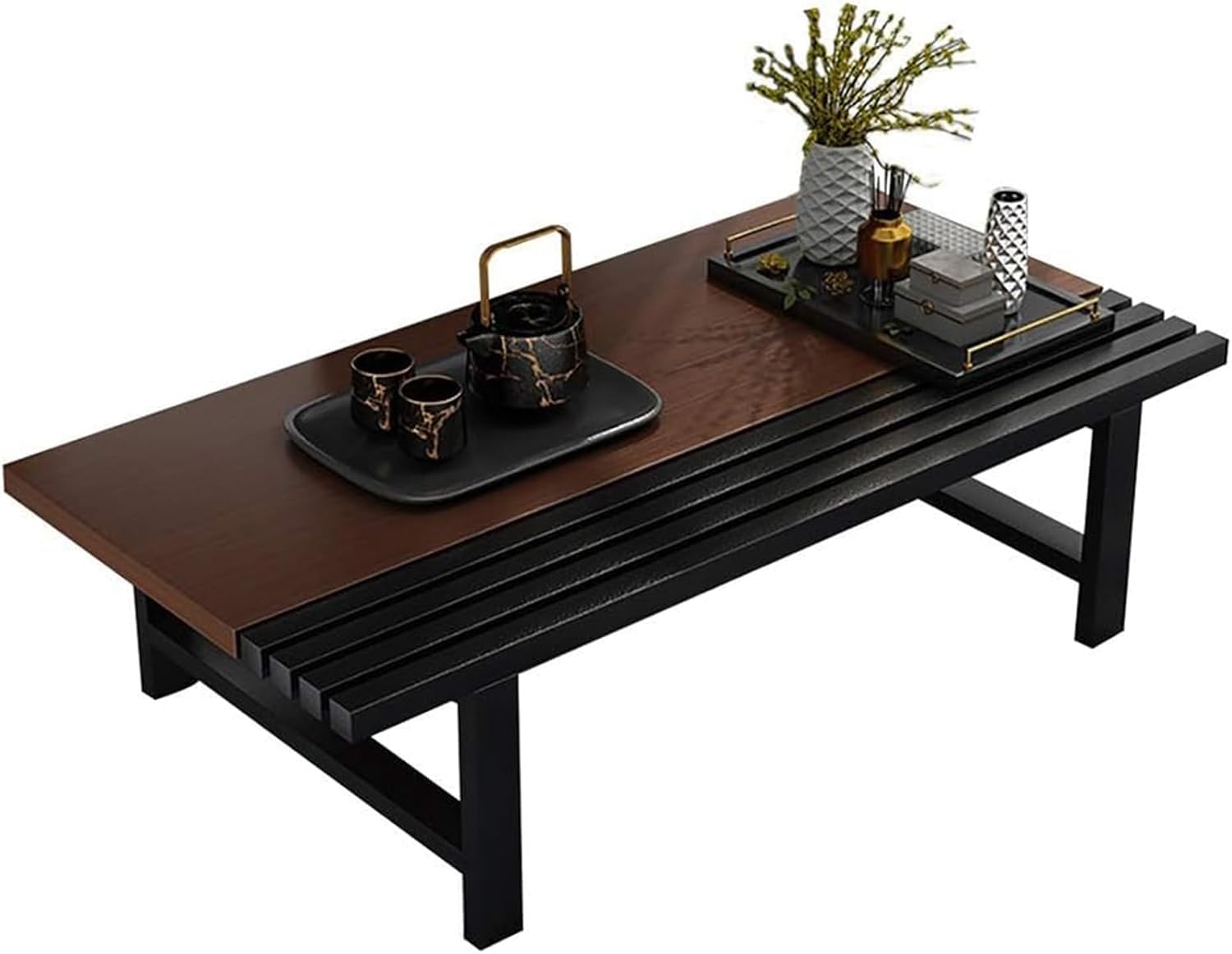 Table basse de style japonais 80x60x30cm en bois véritable pour salon et méditation Couleur A