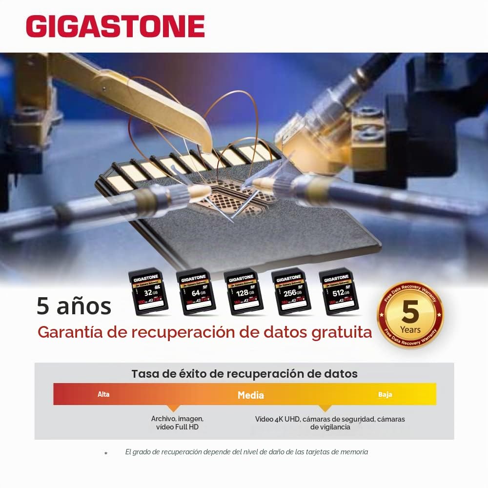 【5 Años Recuperación de Datos Gratis】 GIGASTONE Tarjetas SD 32GB Paquete de 2 Tarjetas, A2 V30 4K U3 UHS-I Clase 10 cámara Extrema, hasta 100MB/s.Compatible con Canon Sony, con 1 Mini Estuche