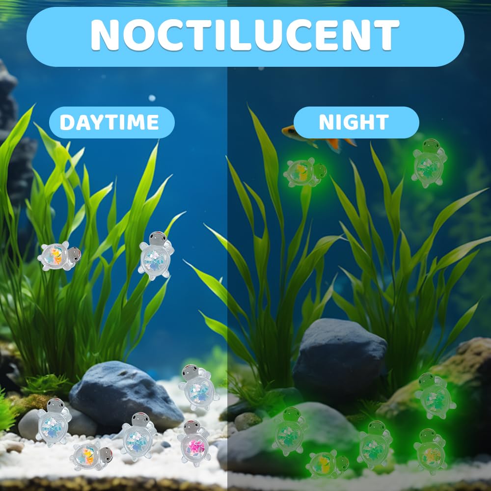 10 Minitortugas Luminosas De Resina, Luz Nocturna, Tortugas, Animales Marinos Brillantes, Decoración Para Jardín, Acuario Y Paisajismo (Transparente – Lentejuelas)