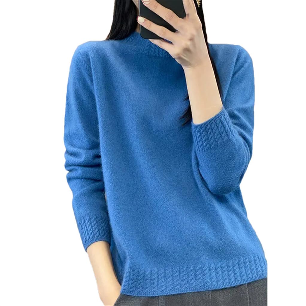 Maglione di lana da donna a collo alto a mezza altezza, per autunno e inverno, lavorato a maglia