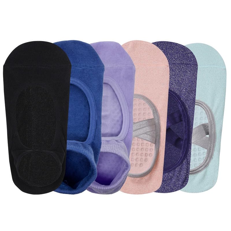 Image of Mint & Oak Ankle Length Yoga Grip Socks For Women (Set Of 6) | Pilates & Yoga Socks With Grips | Non-Slip Yoga, Pilates, Barre, & Gym Workouts Socks | Stylish & Versatile Women Socks