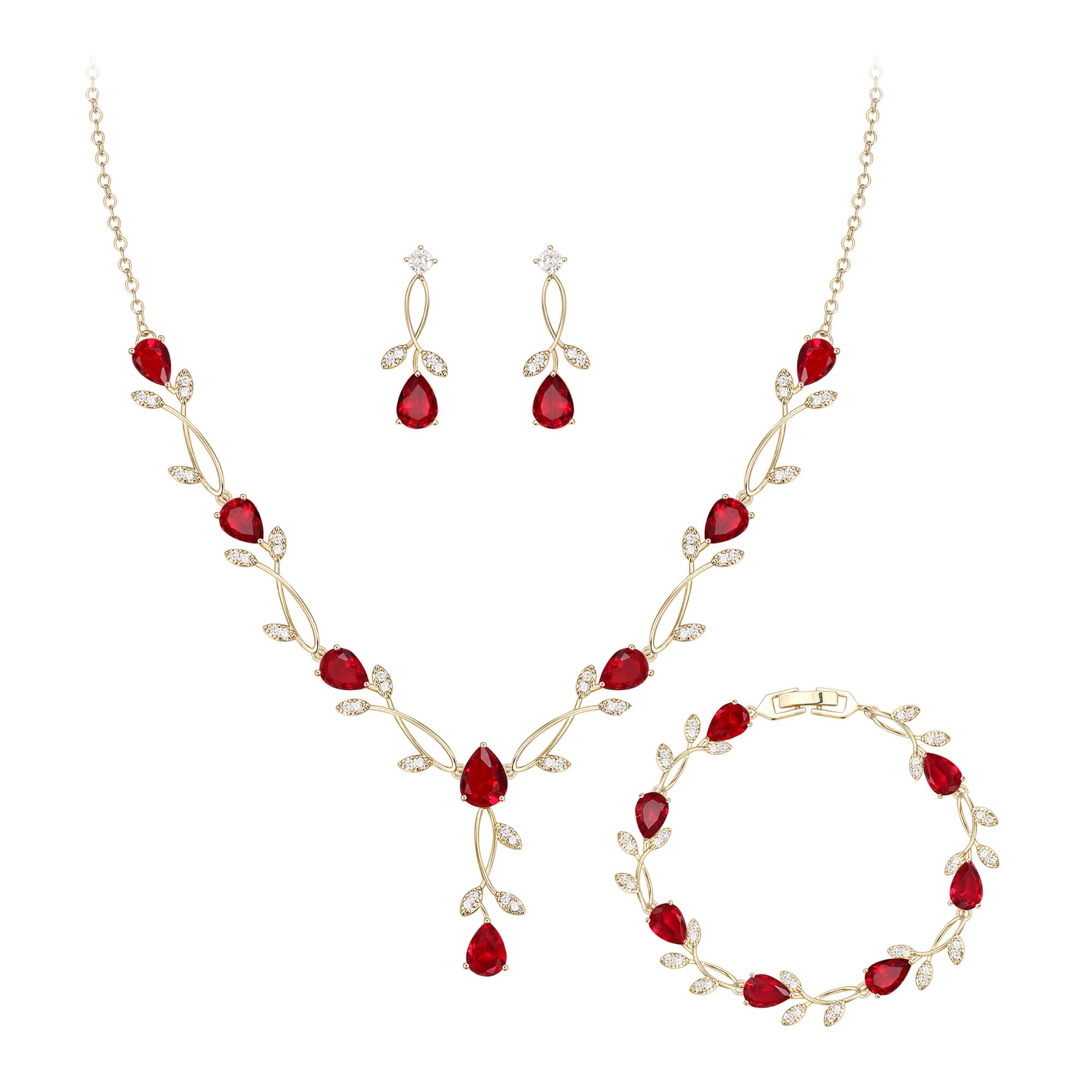 Zirconia gioielli per donne spose scintillanti goccia marquise pietra portafortuna collana orecchini bracciale per ballo di fine anno