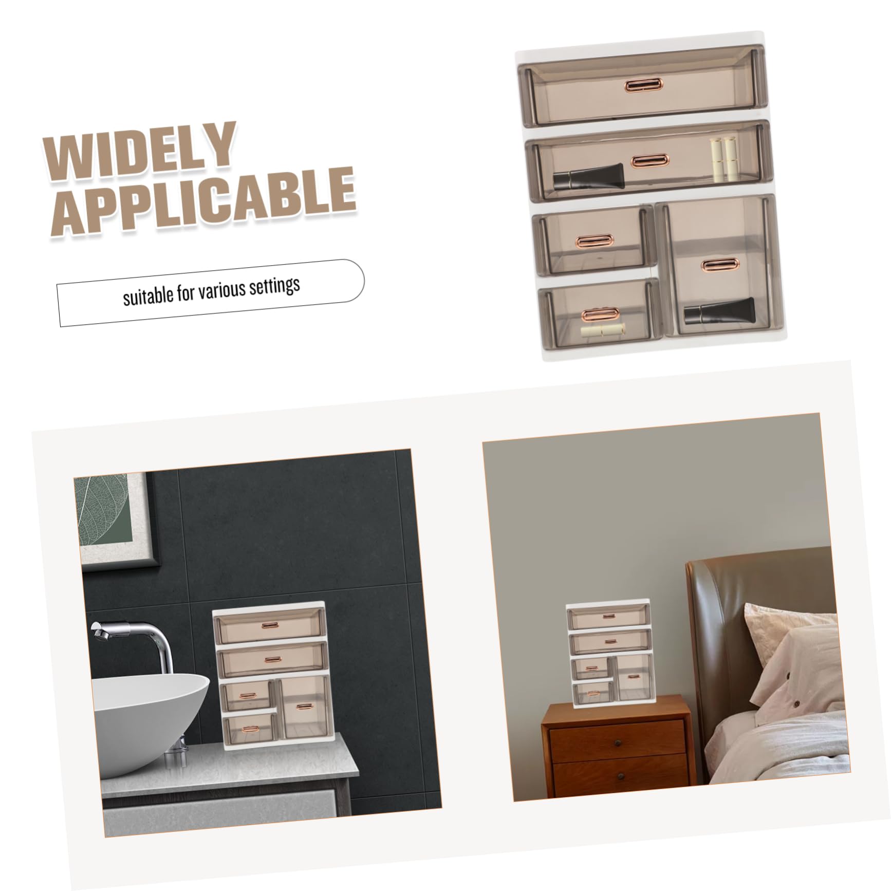 Zerodeko Organisateur de Bureau Transparent en PP, avec Tiroirs, Rangement Multilayer pour Cosmétiques et Soins, pour Coiffeuse et Salle de Bain