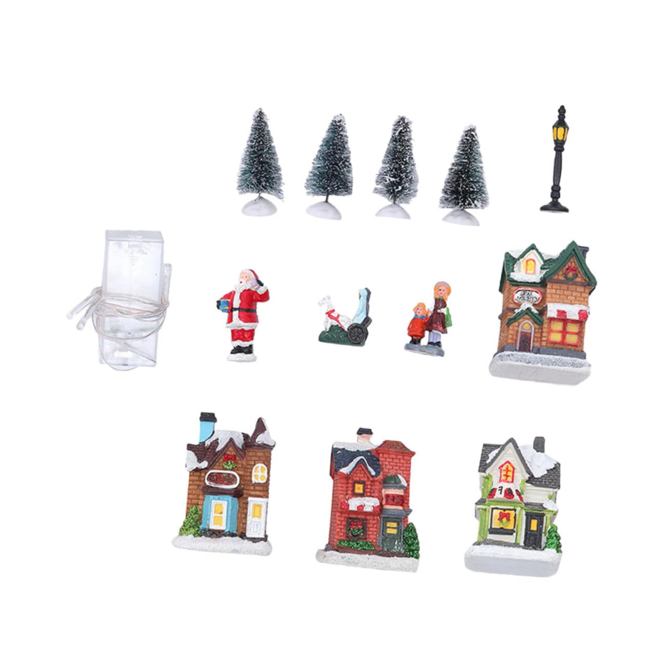 Casetta Di Natale Luci Led in Resina Decorazione Luminosa Da Tavolo Per Feste Di Natale Regalo Per Casa e Ufficio