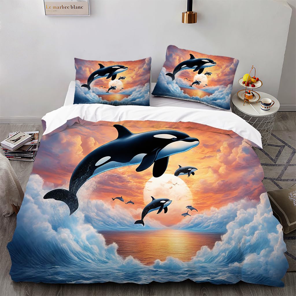 3D Wal Druck Bettwäsche 135x200 Tiere Muster Weiche Microfaser Bettwäsche-Sets Bettbezug Mit Reißverschluss Und 2 Kissenbezug 80x80 Cm