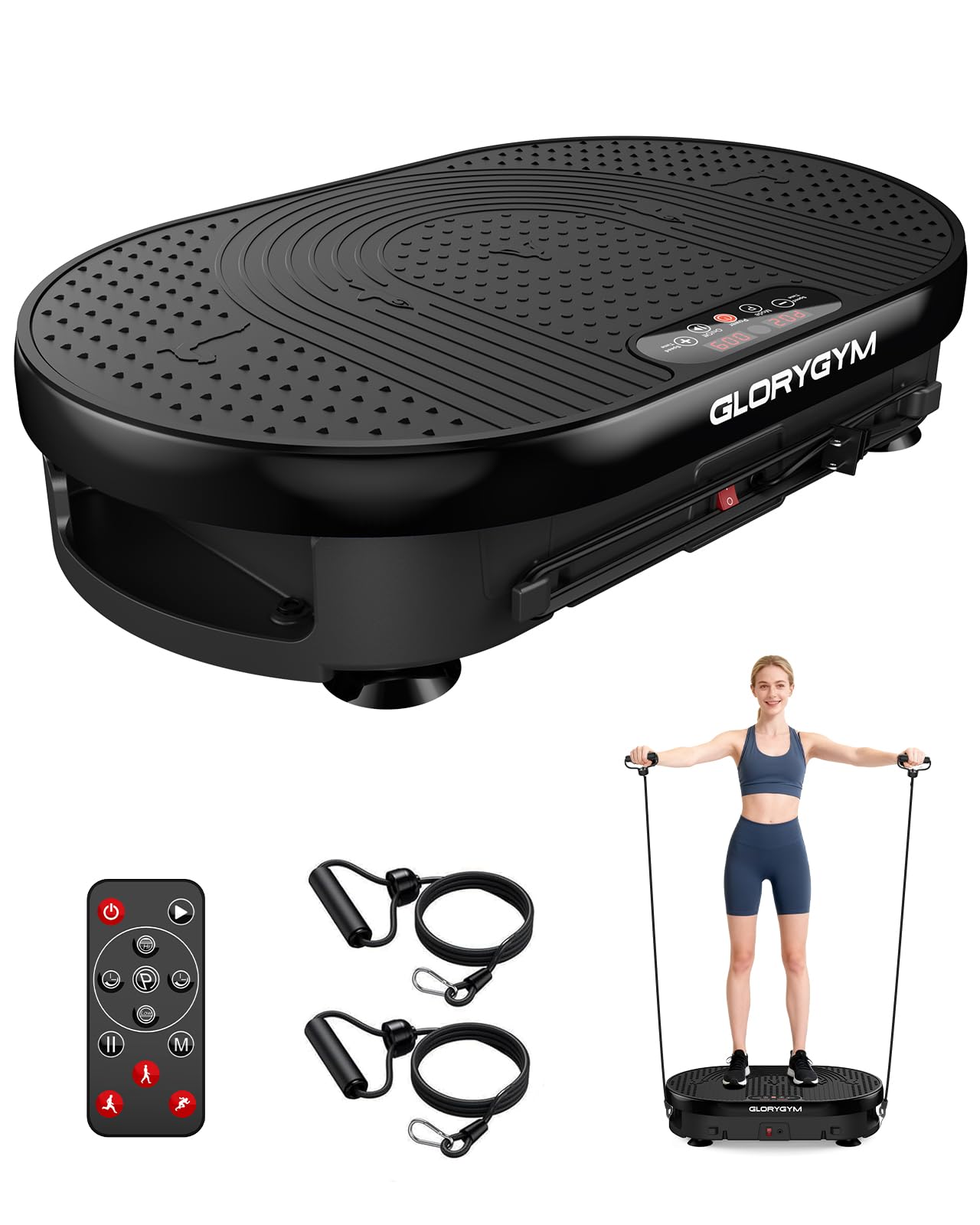 Vibration Plate Exercise Machine with Resistance Bands for Weight Loss, 120 Speed Levels, Remote Control, Compact Home Gym Equipment-image-35