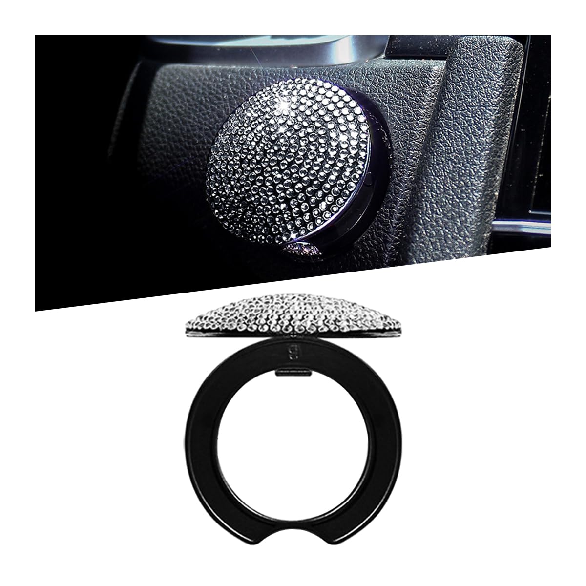 Bittwee Bling Car Engine Start Stop Button Cover, Rhinestone Shiny Diamond Crystal Anti-Scratch Push Start Button Ring Sticker Sparkly Ignition