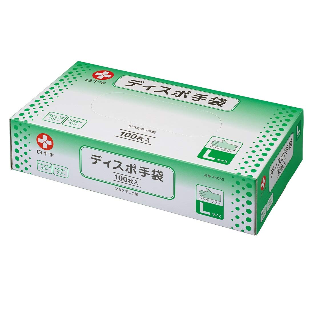 プラスチック手袋 Lサイズ 100枚入り 9箱セット　ディスボ手袋 Amazon.co.jp: 白十字 プラスチック ディスポ手袋 L 100枚 パウダー