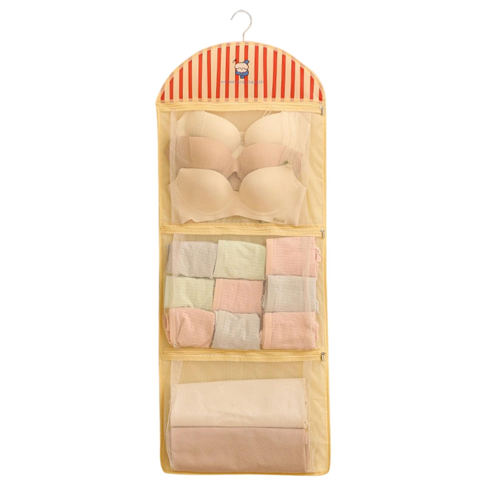 Space Saving Hanging Garment Organizers with Clear Meshes Pockets and Ventilation Holes for Undergarment Storage Breathable Meshes Storage Bag