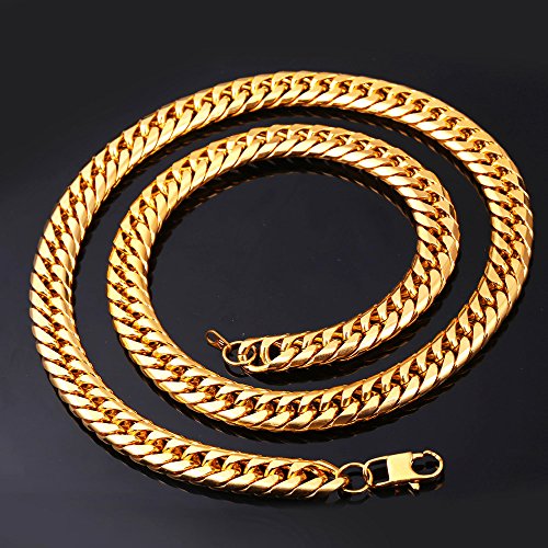 U7 Chunky Franco Curb Chain 12Mm Wide 18K Gold Plated Stainless Steel Hip Hop Necklace Cuban Link Chain For Men (28 Inch) #TOP2
