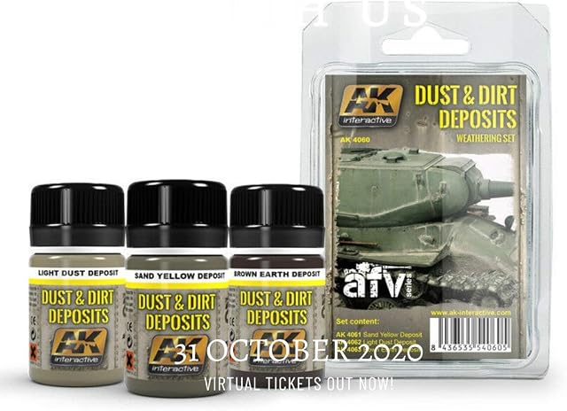 AK Interactive AFV Series AK4060 Dust & Dirt Deposits Weathering Acrylic Paint Set