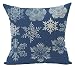 Beautiful Beige Ivory Shadow Various Snowflakes Blue Background Merry Christmas Gifts New Home Room Decorative Cotton Linen Throw Pillow Case Cushion Cover Square 18 X 18 Inches