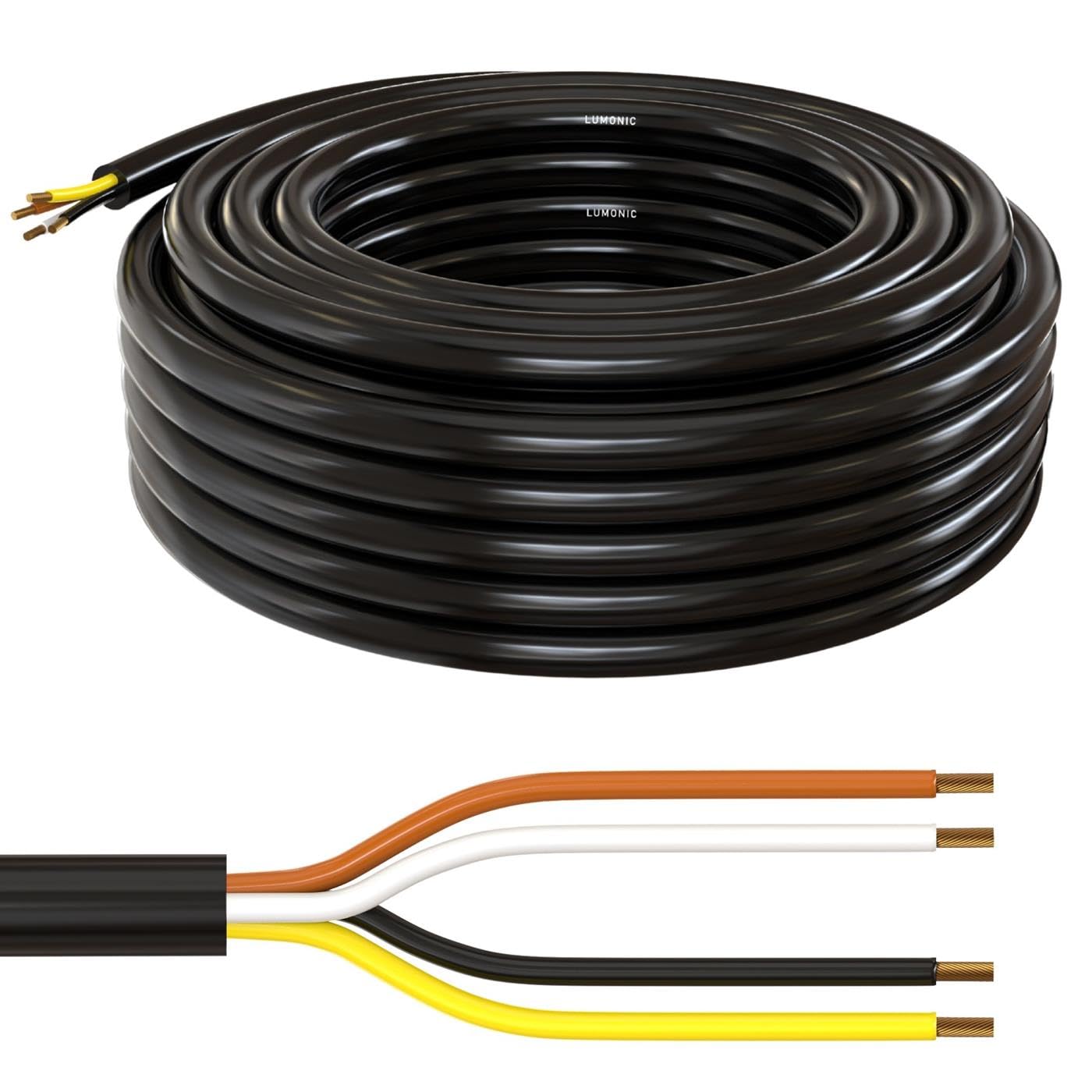 Lumonic 10m FLRYY Cavo per Veicoli a 4 Poli - Sezione 4x 1,5mm² - per Rimorchi Multipolare