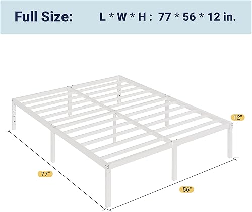 Miniatura 2 de Allewie Base de cama de tamaño matrimonial, camas de plataforma de metal de 12 pulgadas con espacio de almacenamiento, no requiere somier y fácil