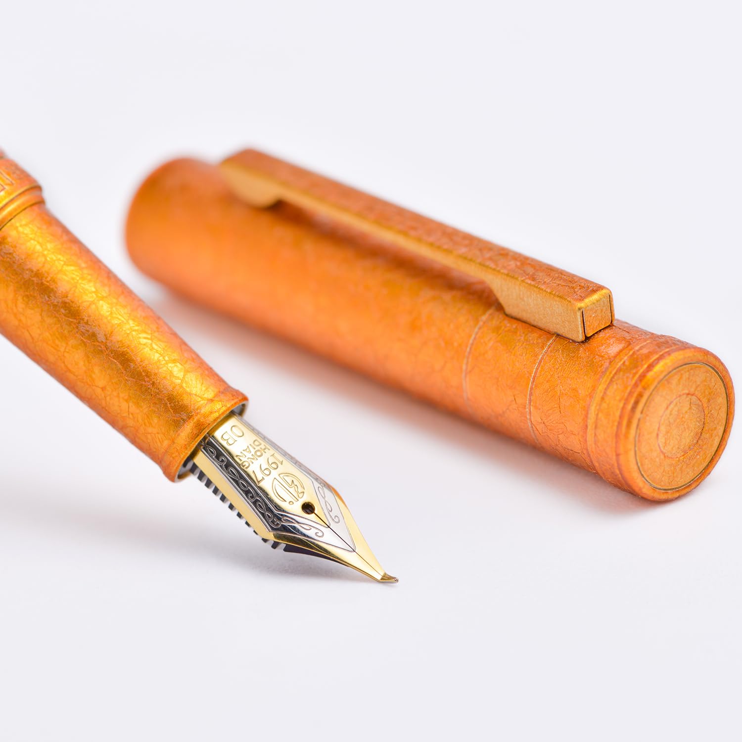Hongdian 1851 Forest Fountain Pen Golden Ice Flowers, Bent Nib Classic Design with Converter and Metal Pen Case - Image 3