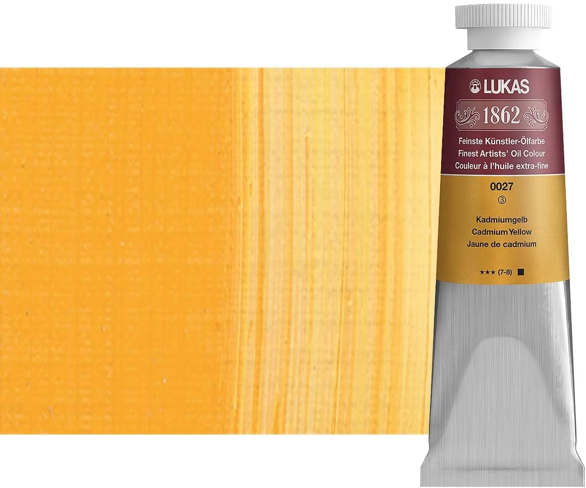 Lukas 1862 Professional German Oil Paint, Cadmium Yellow 37 mL - w/Beeswax & Non-Yellowing Sunflower Oil, Short Drying Time, Smooth, Outstanding Lightfastness