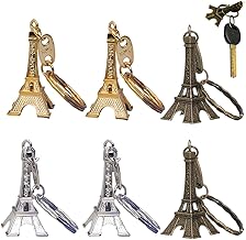 6 Pieces Eiffel Tower Keyring Souvenir, Handbag for Girls Retro Key Ring Paris Eiffel Tower Key Ring, Mini Eiffel Tower Statue Small Gift