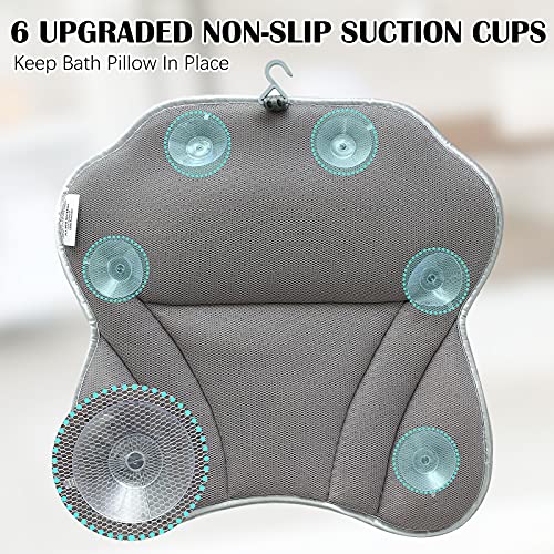 Luxury Bath Pillow Bathtub Spa Pillow With 4D Air Mesh And Non-Slip Suction Cups, Bathtub Cushion Pillow For Head, Neck, Back & Shoulder Rest Support Fit Hot Tub, Bathtub #TOP3