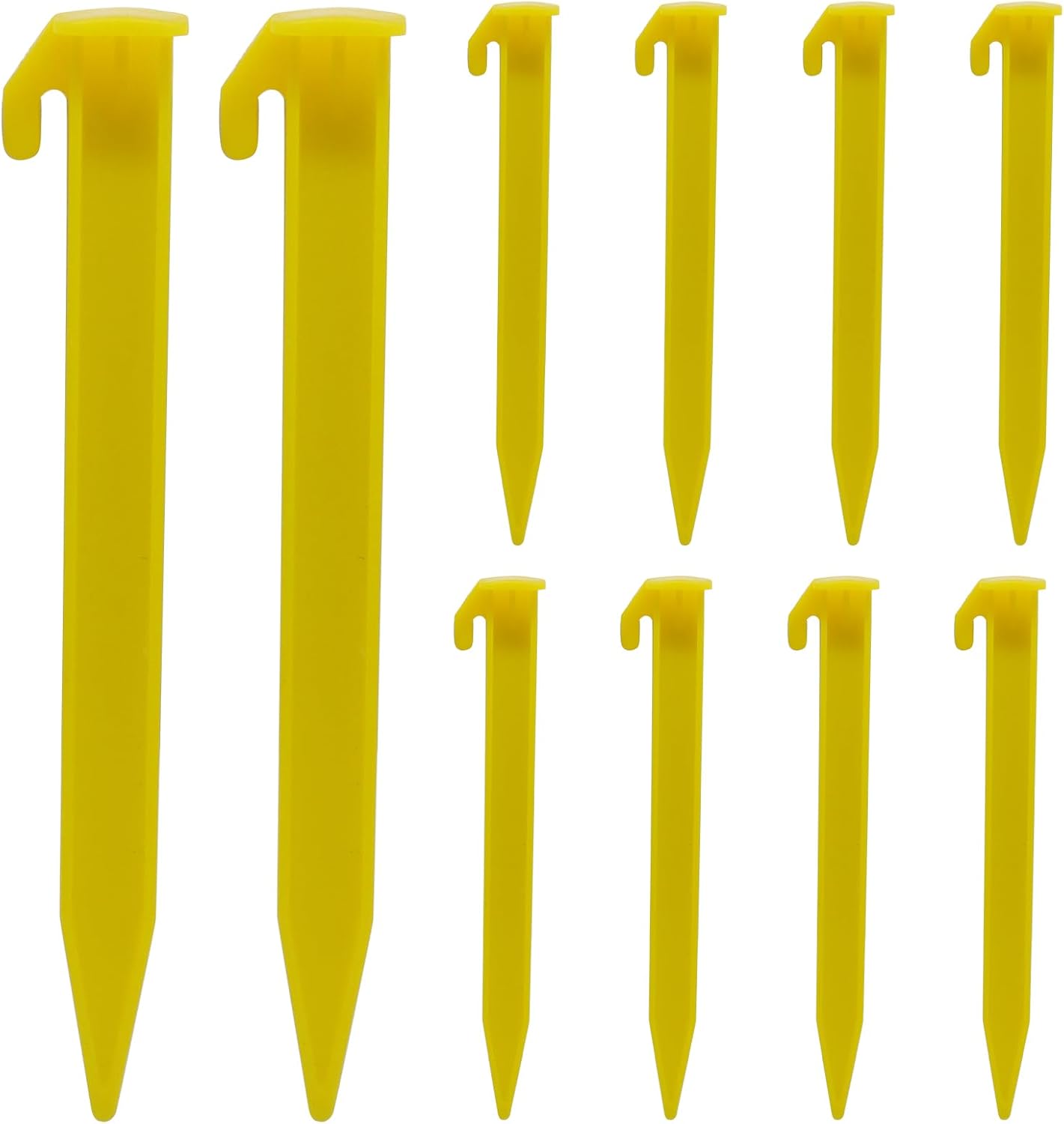 10pcs 5.8 inches Plastic Tent Pegs, Heavy Duty Beach Sand Pegs Plastic Tent Stakes Suitable for Outdoor Lawn, Beach,Garden Decoration and Fixation(Yellow)