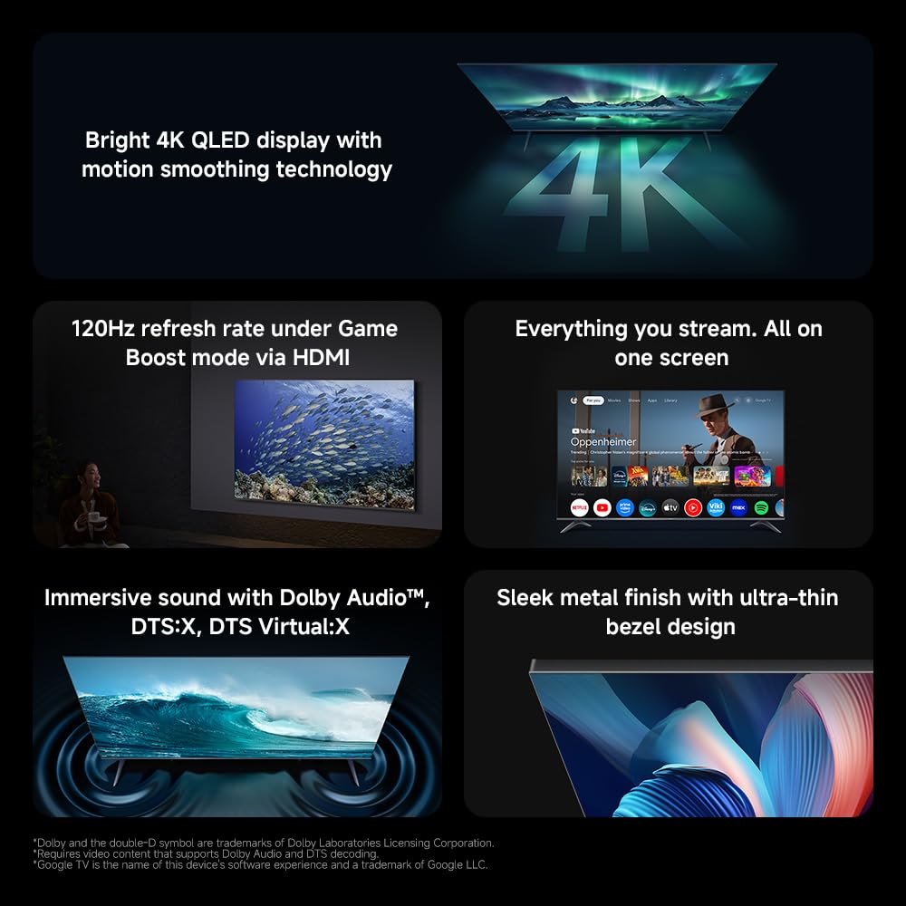 4K QLED display with motion smoothing technology